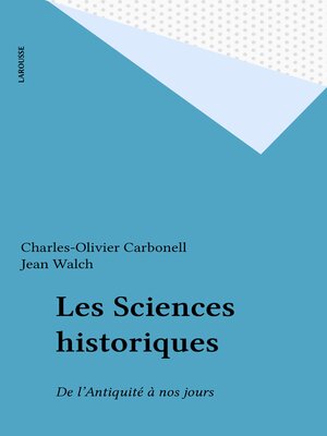 cover image of Les Sciences historiques